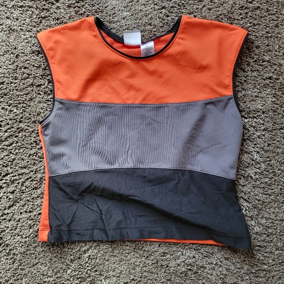 Prospirit Vintage Cropped Sleeveless Tank Size Large Black Gray Orange - Picture 1 of 6